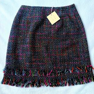 ✨ NWT NÜRODE TWEED SKIRT COLORFUL FRINGE XS ✨